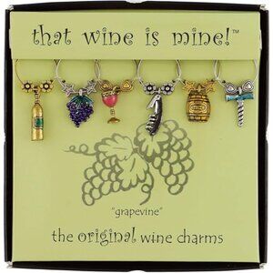 That Wine is Mine Wine Charms Grapevine 6-Piece Markers Charms Tags Glasses Wine
